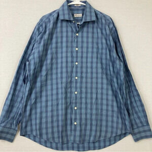 Peter Millar Blue Plaid Crown Comfort Long Sleeve Button Down XL‎
